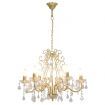 Chandelier with Crystal Beads Golden Round 6 x E14