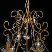 Chandelier with Crystal Beads Golden Round 6 x E14