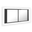 LED Bathroom Mirror Cabinet High Gloss Grey 100x12x45 cm Acrylic