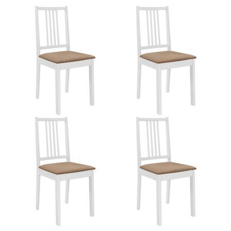 Dining Chairs with Cushions 4 pcs White Solid Wood