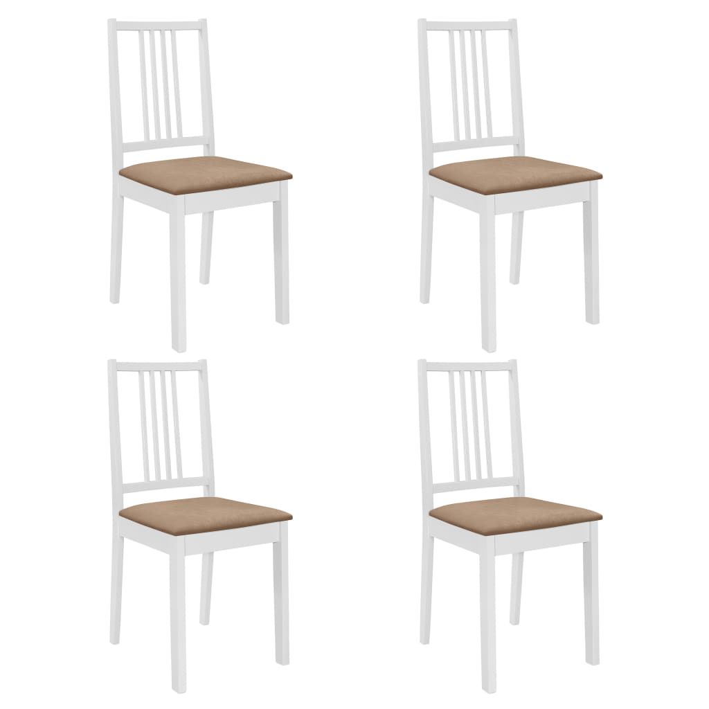 Dining Chairs with Cushions 4 pcs White Solid Wood