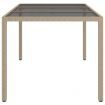 Garden Table 150x90x75 cm Tempered Glass and Poly Rattan Beige