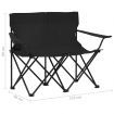 2-Seater Foldable Camping Chair Steel and Fabric Black