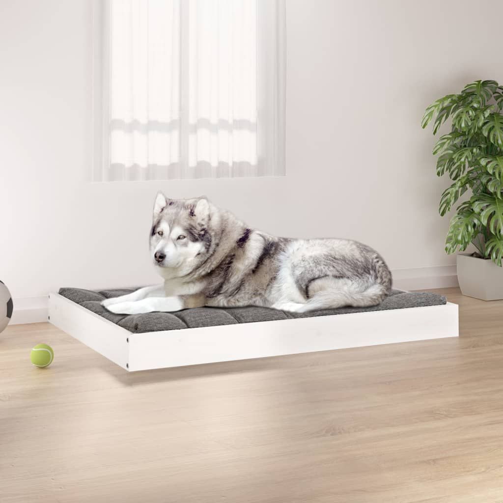 Dog Bed White 101.5x74x9 cm Solid Wood Pine