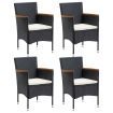 Garden Dining Chairs 4 pcs Poly Rattan Black