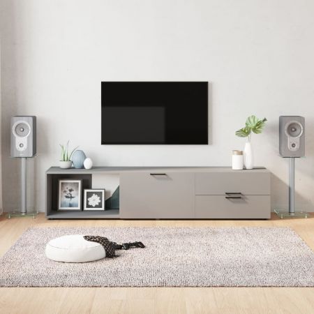 Speaker Stands 2 pcs Silver Tempered Glass 1 Pillar Design