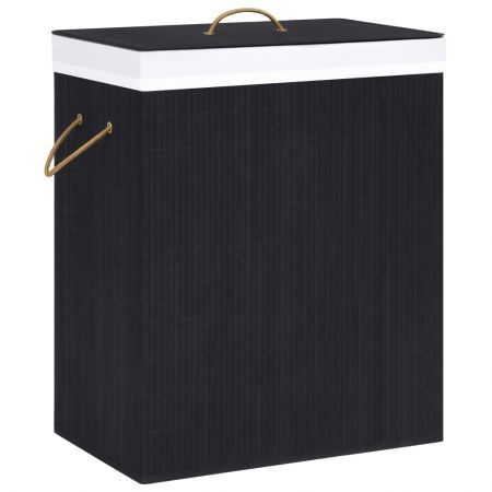 Bamboo Laundry Basket with Single Section Black 83 L