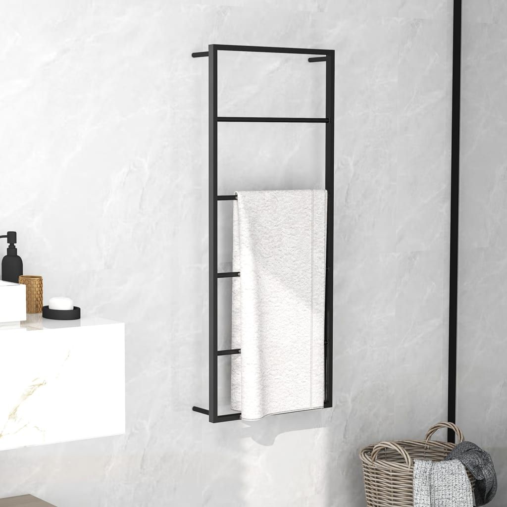 Towel Rack Black 45x10x115 cm Steel