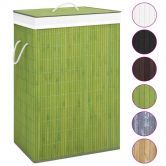 Bamboo Laundry Basket with Single Section Green