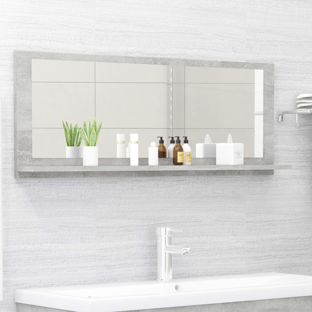 Bathroom Mirror Concrete Grey 100x10.5x37 cm Engineered Wood