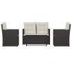 4 Piece Outdoor Lounge Set with Cushions Poly Rattan Black