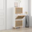 Shoe Cabinet White 52x25x115 cm Engineered Wood and Natural Rattan