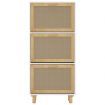 Shoe Cabinet White 52x25x115 cm Engineered Wood and Natural Rattan