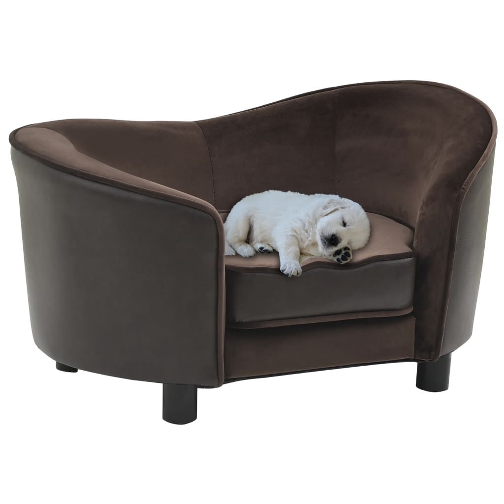 Dog Sofa Brown 69x49x40 cm Plush and Faux Leather