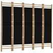 Folding 5-Panel Room Divider 200 cm Bamboo and Canvas