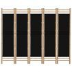 Folding 5-Panel Room Divider 200 cm Bamboo and Canvas