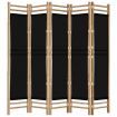 Folding 5-Panel Room Divider 200 cm Bamboo and Canvas