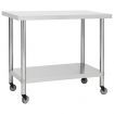 Kitchen Work Table with Wheels 80x60x85 cm Stainless Steel