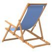 Folding Beach Chair Solid Wood Teak Blue