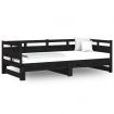 Pull-out Day Bed Black Solid Wood Pine 2x(92x187) cm