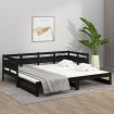 Pull-out Day Bed Black Solid Wood Pine 2x(92x187) cm