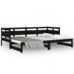 Pull-out Day Bed Black Solid Wood Pine 2x(92x187) cm