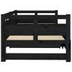 Pull-out Day Bed Black Solid Wood Pine 2x(92x187) cm