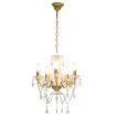 Chandelier with Crystal Beads Golden Round 5 x E14