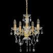 Chandelier with Crystal Beads Golden Round 5 x E14