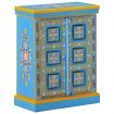 Sideboard Solid Mango Wood Turquoise Hand Painted