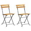 Folding Garden Chairs 2 pcs Steel and Solid Acacia Wood