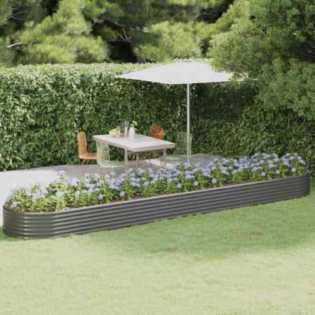 Garden Raised Bed Powder-Coated Steel 507x100x36 cm Grey