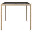 Garden Table 90x90x75 cm Tempered Glass and Poly Rattan Beige