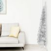 Slim Artificial Half Christmas Tree with Stand Silver 210 cm