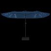 Double-Head Parasol with LEDs Azure Blue 449x245 cm