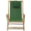 Reclining Relaxing Chair Green Bamboo and Fabric