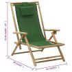 Reclining Relaxing Chair Green Bamboo and Fabric