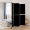 4-Panel Room Divider Black 200x220 cm Fabric