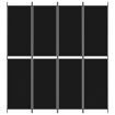 4-Panel Room Divider Black 200x220 cm Fabric