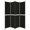 4-Panel Room Divider Black 200x220 cm Fabric