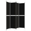 4-Panel Room Divider Black 200x220 cm Fabric