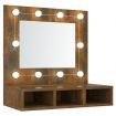 Mirror Cabinet with LED Smoked Oak 60x31.5x62 cm