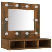 Mirror Cabinet with LED Smoked Oak 60x31.5x62 cm