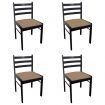 Dining Chairs 4 pcs Brown Solid Rubber Wood and Velvet