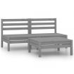 3 Piece Garden Lounge Set Grey Solid Wood Pine