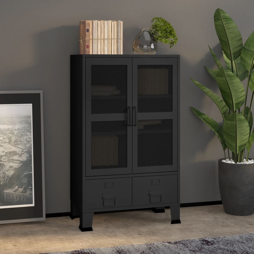 Industrial Storage Chest Black 70x40x115 cm Metal