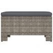 Garden Footrest with Cushion Grey Poly Rattan