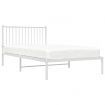 Metal Bed Frame with Headboard White 107x203 cm