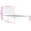 Metal Bed Frame with Headboard White 107x203 cm