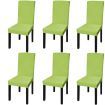 Straight Stretchable Chair Cover 6 pcs Green